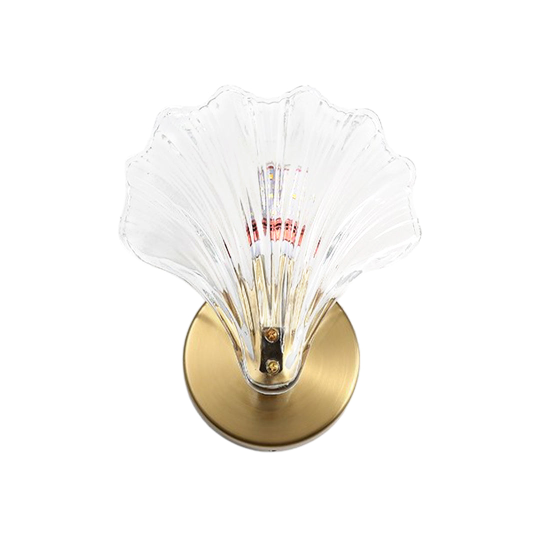 1-Light Vintage Creative Scalloped Sea Shell Glass Wall Sconce