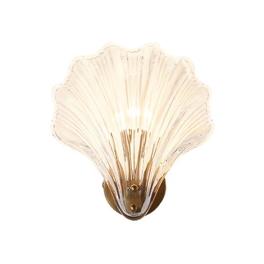 1-Light Vintage Creative Scalloped Sea Shell Glass Wall Sconce