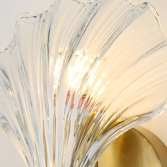 1-Light Vintage Creative Scalloped Sea Shell Glass Wall Sconce
