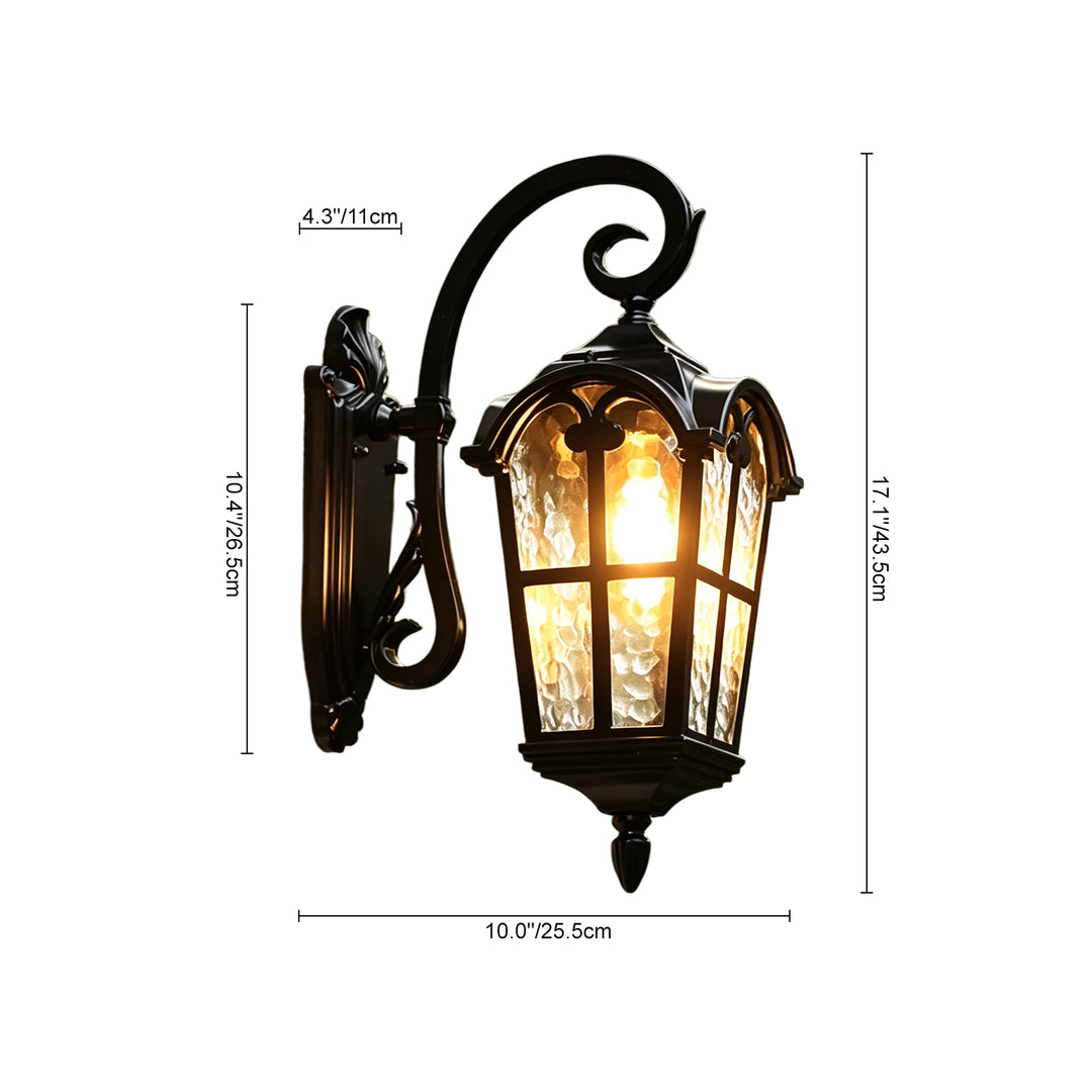 1-Light Vintage Lantern Water Glass Outside Wall Sconce Porch Light