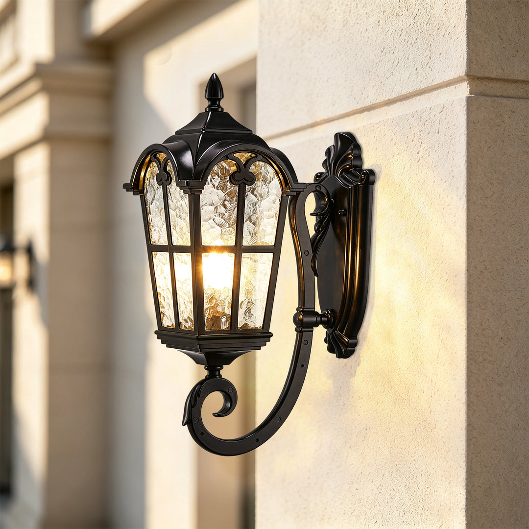 1-Light Vintage Lantern Water Glass Outside Wall Sconce Porch Light