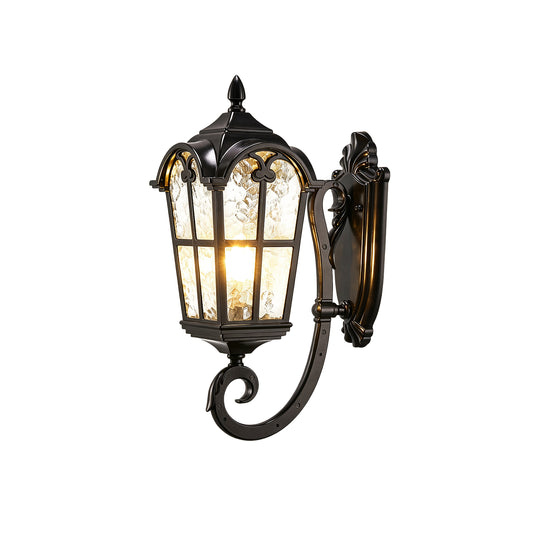 1-Light Vintage Lantern Water Glass Outside Wall Sconce Porch Light