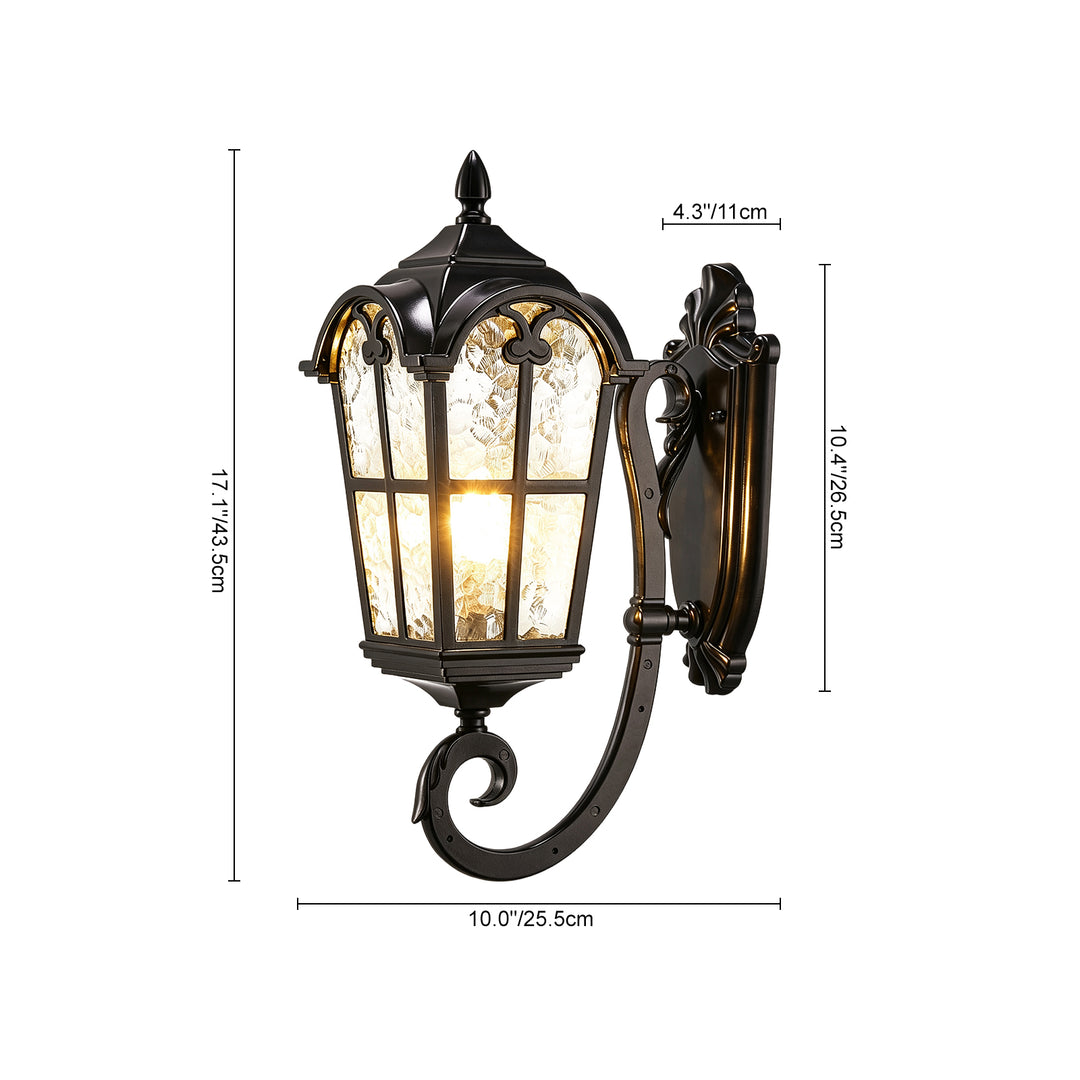 1-Light Vintage Lantern Water Glass Outside Wall Sconce Porch Light