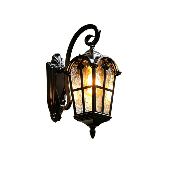 1-Light Vintage Lantern Water Glass Outside Wall Sconce Porch Light