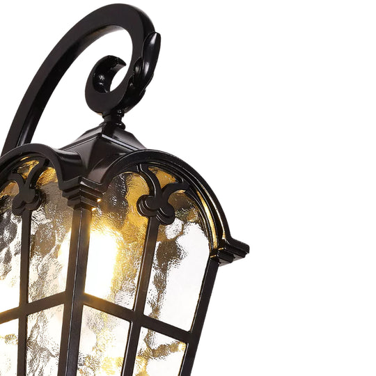 1-Light Vintage Lantern Water Glass Outside Wall Sconce Porch Light