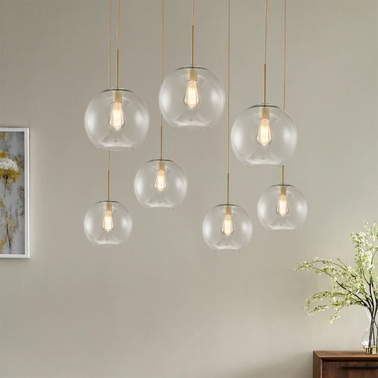 7-Light Glass Globe Modern Cluster Pendant Lights