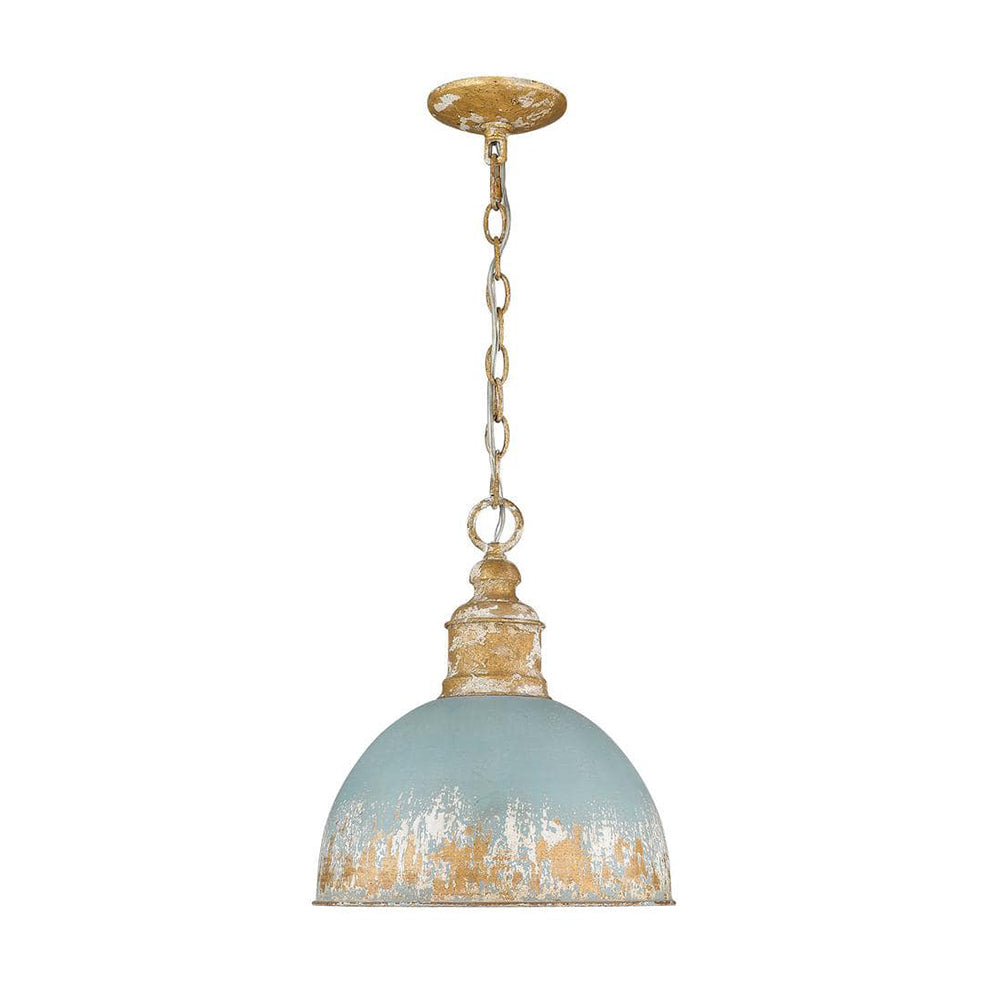 Arts And Crafts Vintage 1-Light Handmade Paint Single Dome Pendant