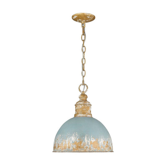 Arts And Crafts Vintage 1-Light Handmade Paint Single Dome Pendant