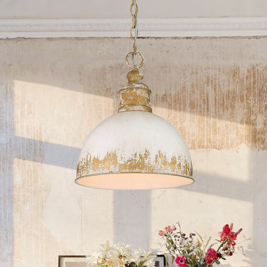 Arts And Crafts Vintage 1-Light Handmade Paint Single Dome Pendant