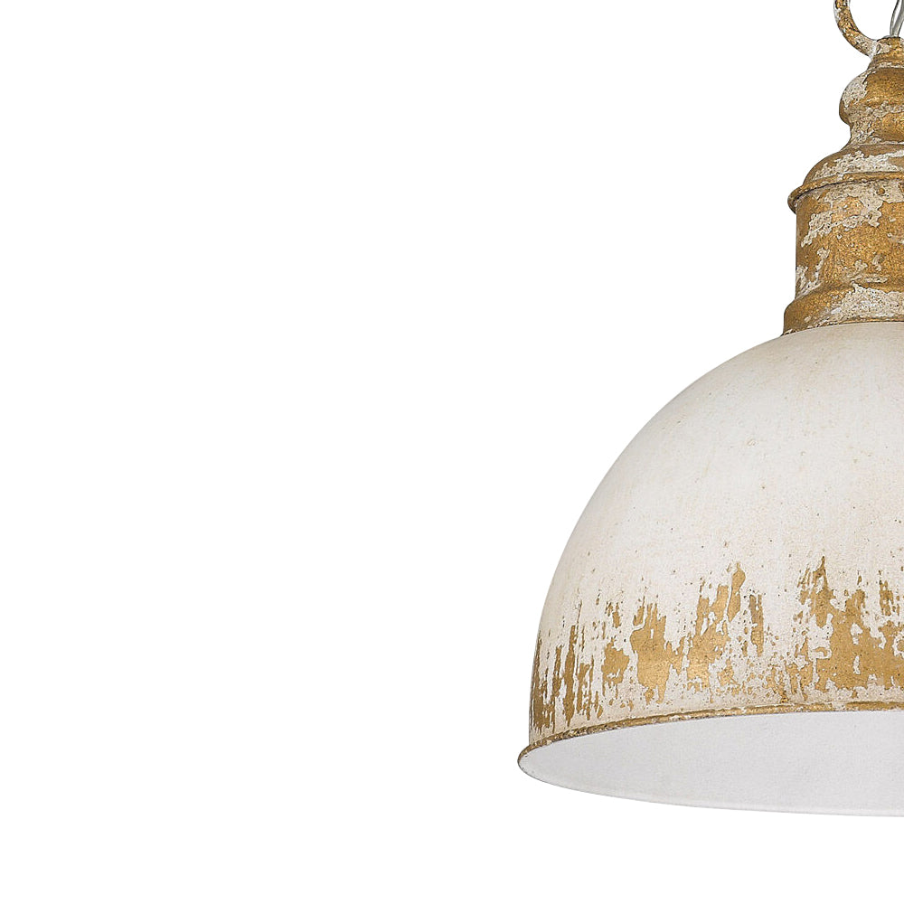 Arts And Crafts Vintage 1-Light Handmade Paint Single Dome Pendant