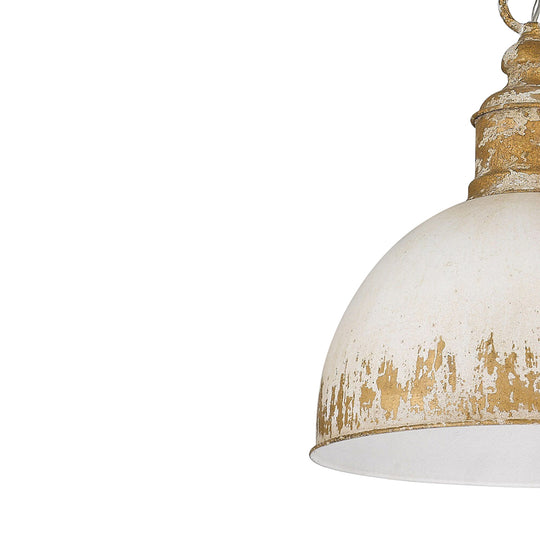 Arts And Crafts Vintage 1-Light Handmade Paint Single Dome Pendant