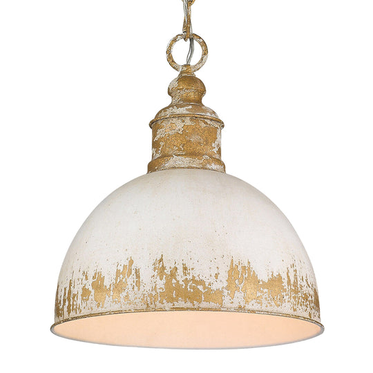 Arts And Crafts Vintage 1-Light Handmade Paint Single Dome Pendant