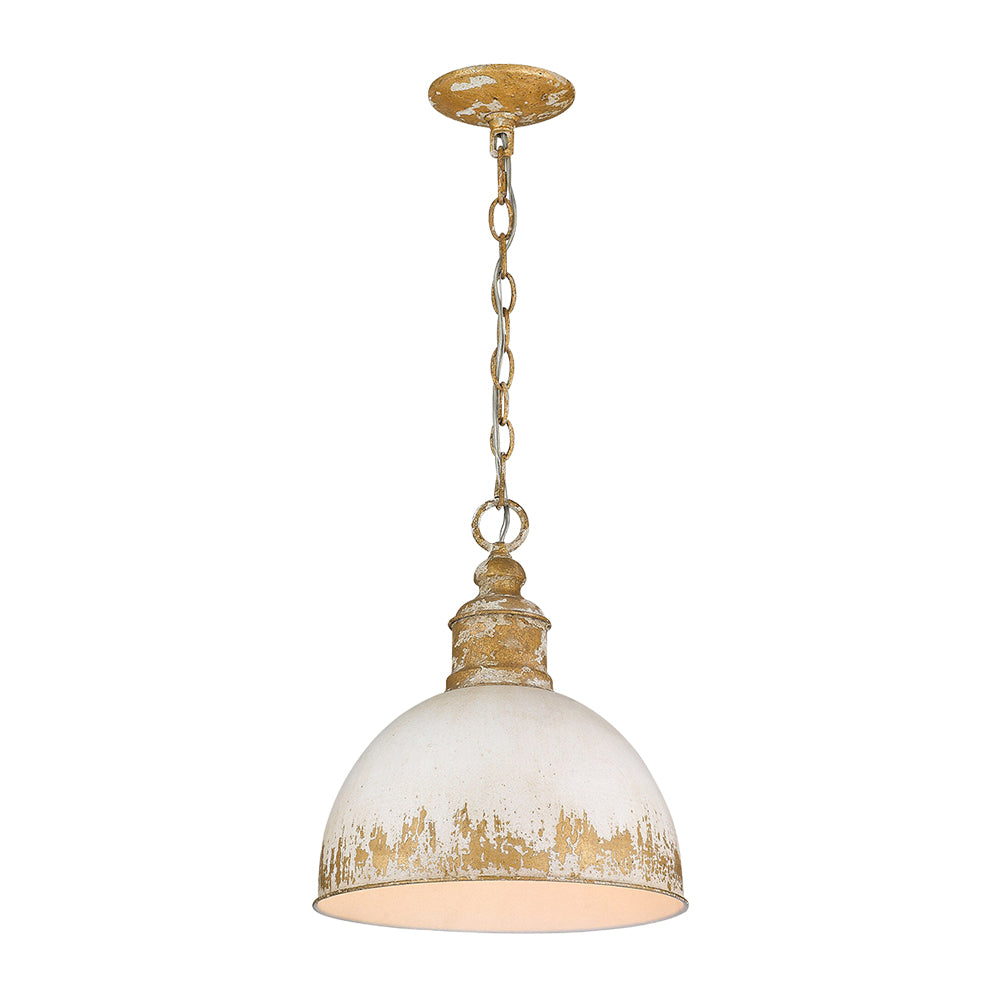 Arts And Crafts Vintage 1-Light Handmade Paint Single Dome Pendant