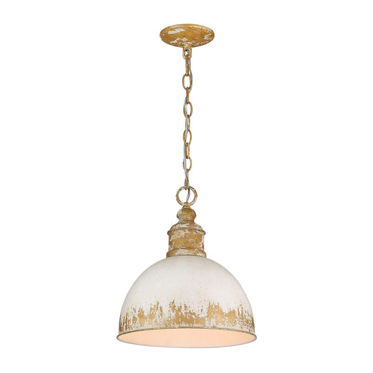 Arts And Crafts Vintage 1-Light Handmade Paint Single Dome Pendant