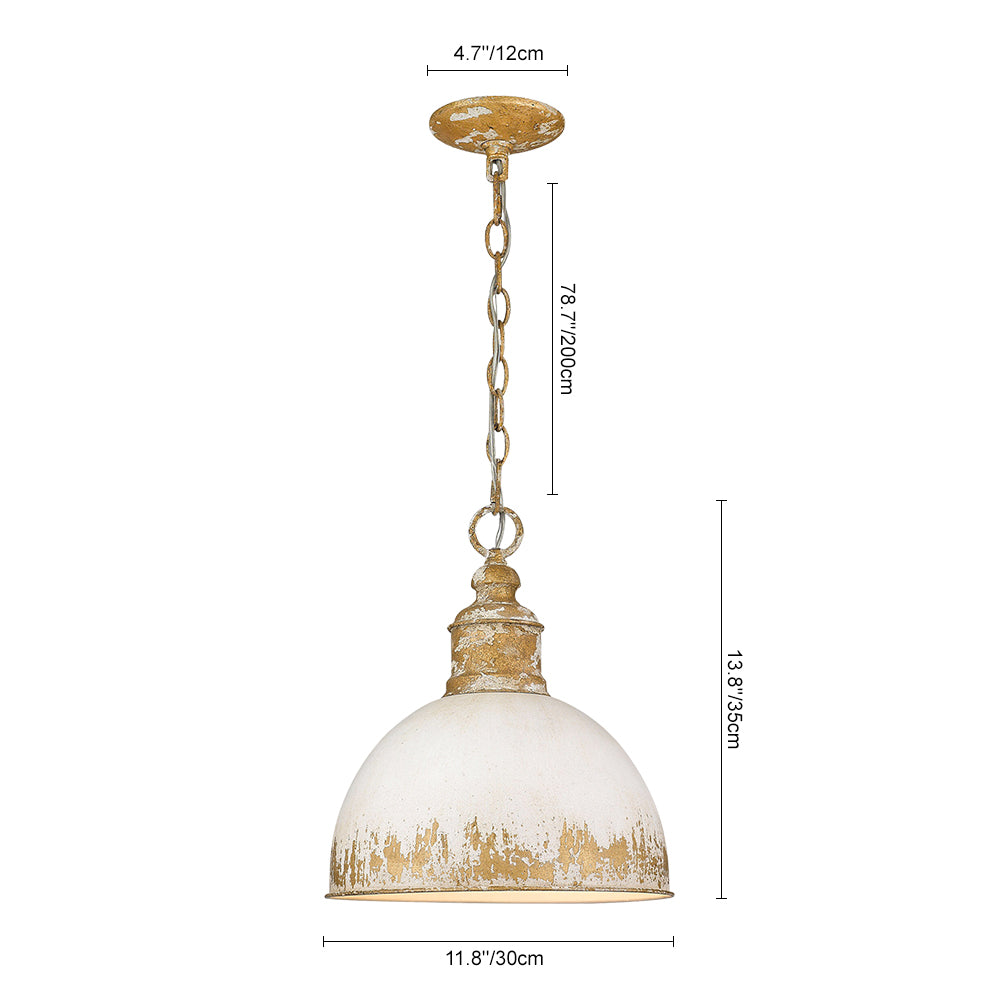 Arts And Crafts Vintage 1-Light Handmade Paint Single Dome Pendant