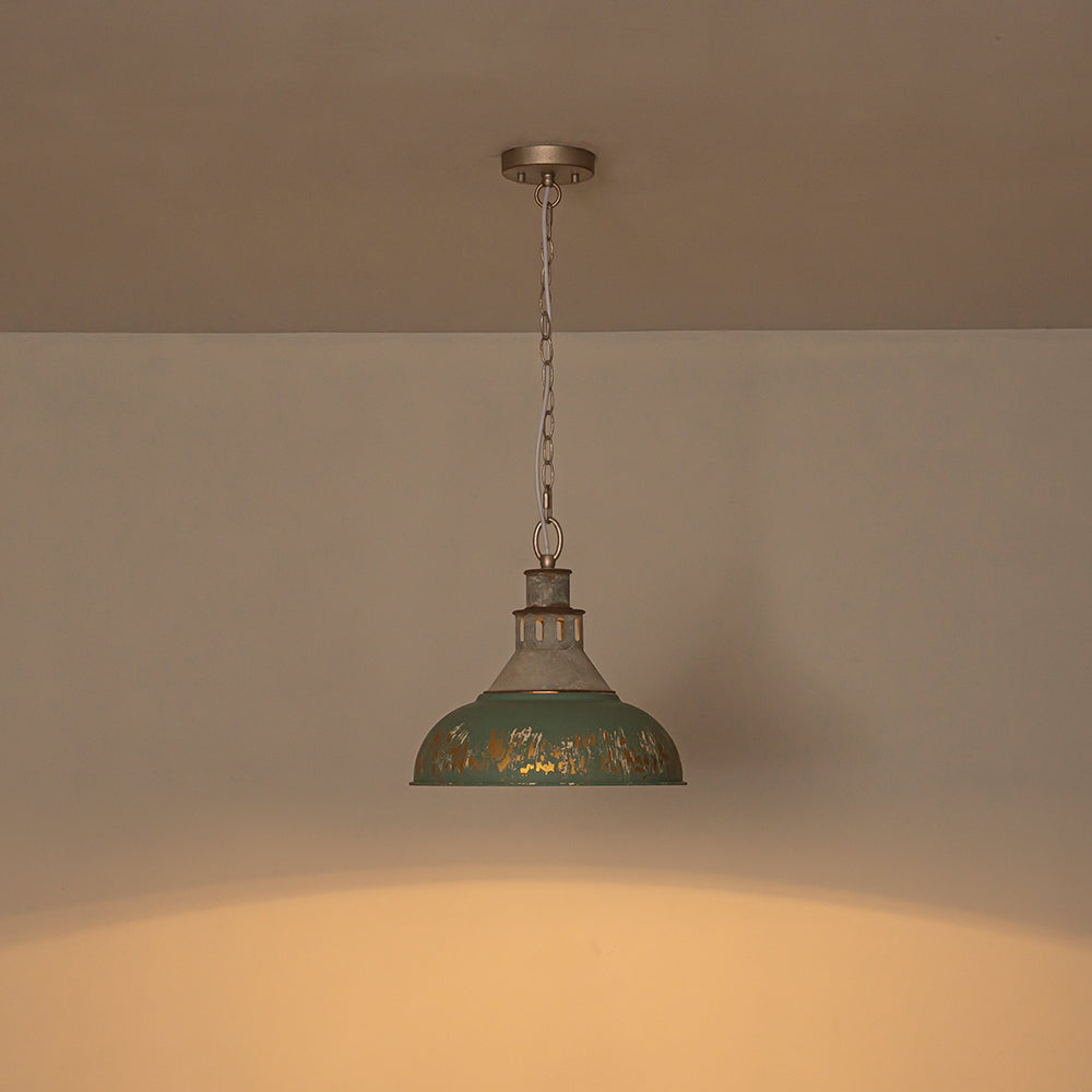 Arts And Crafts Wide Edge 1-Light Handmade Paint Single Dome Pendant