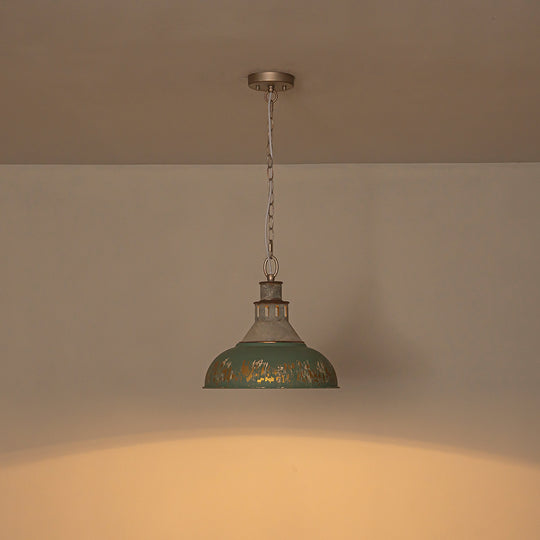 Arts And Crafts Wide Edge 1-Light Handmade Paint Single Dome Pendant
