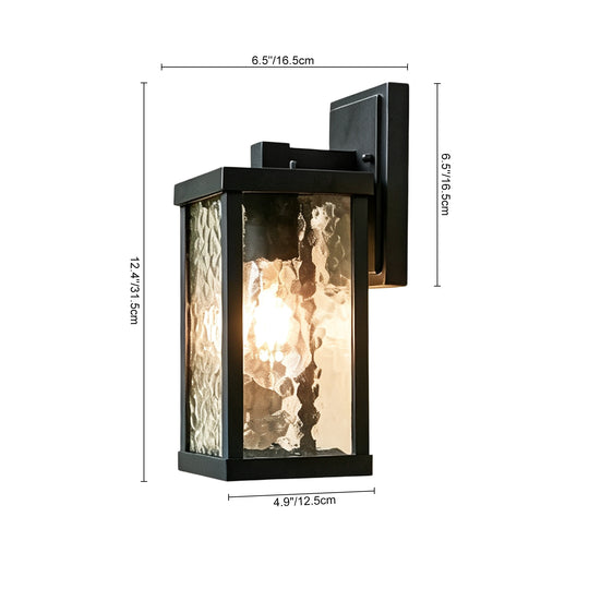 Classical 1-Light Lantern Rippled Glass Outdoor Porch Wall Sconce