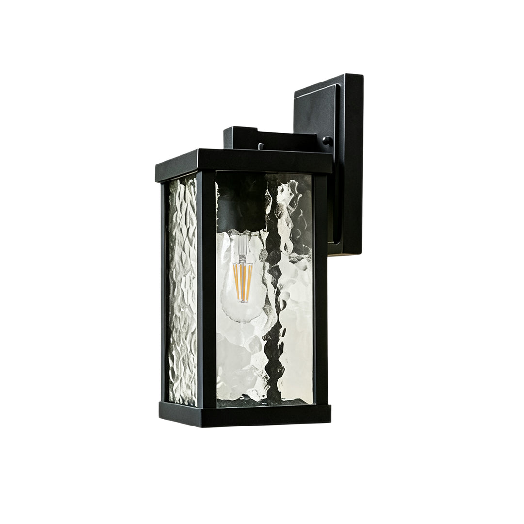 Classical 1-Light Lantern Rippled Glass Outdoor Porch Wall Sconce
