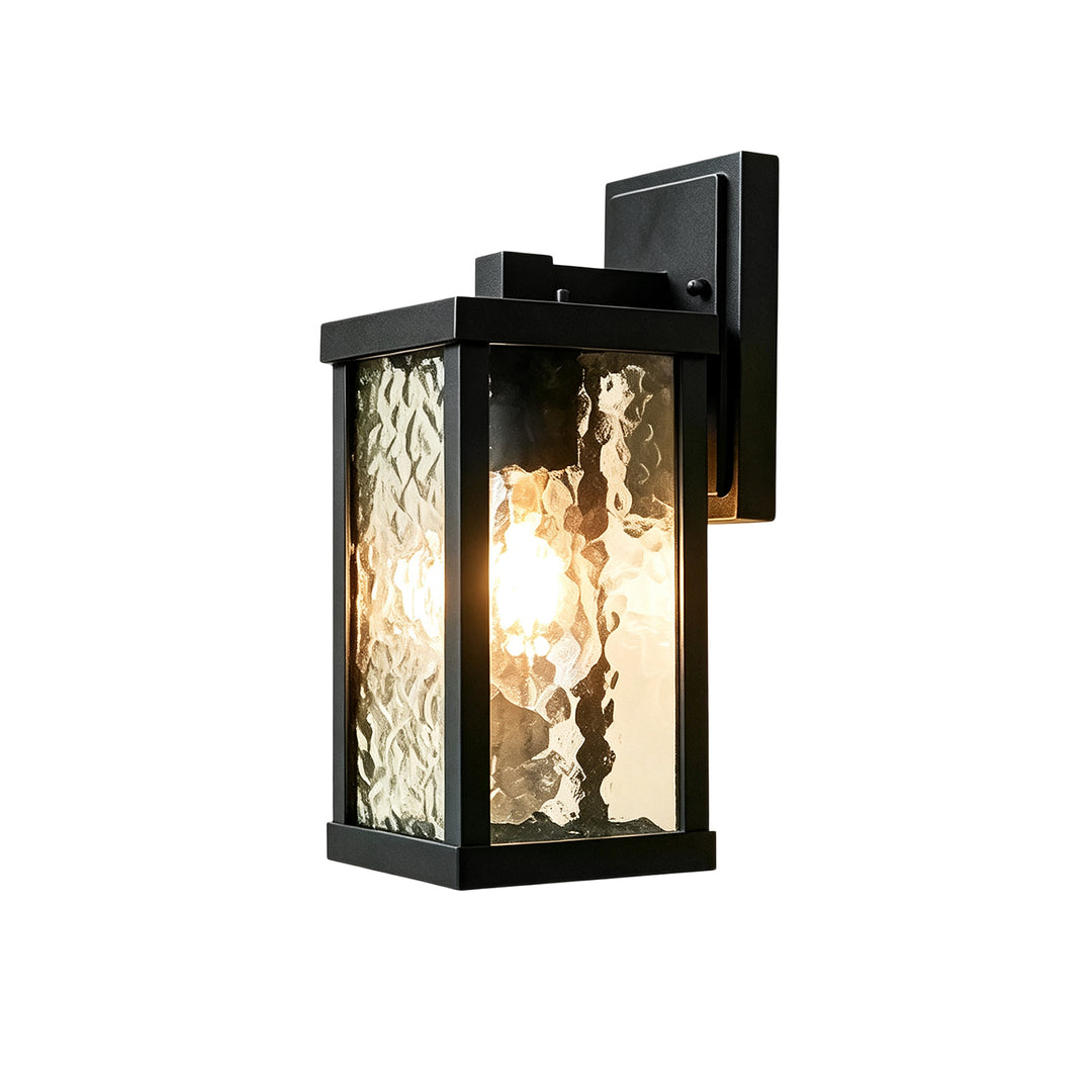 Classical 1-Light Lantern Rippled Glass Outdoor Porch Wall Sconce