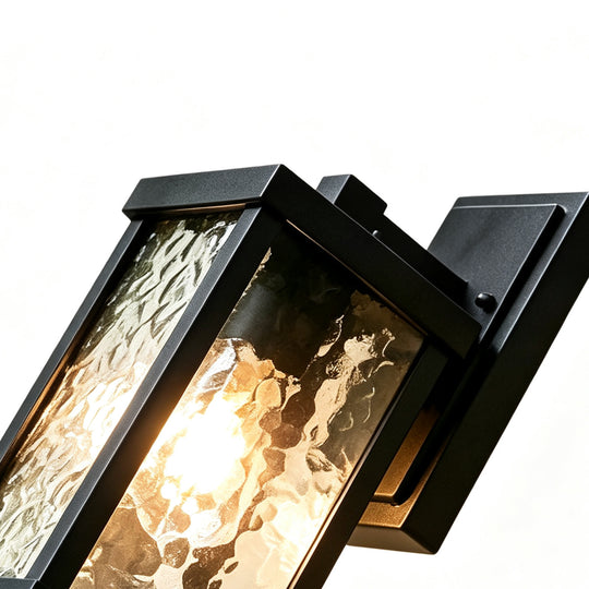 Classical 1-Light Lantern Rippled Glass Outdoor Porch Wall Sconce