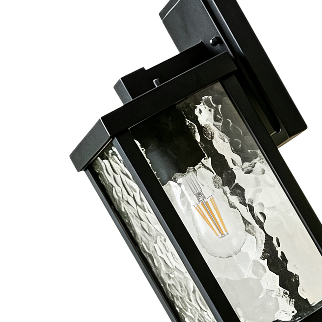 Classical 1-Light Lantern Rippled Glass Outdoor Porch Wall Sconce