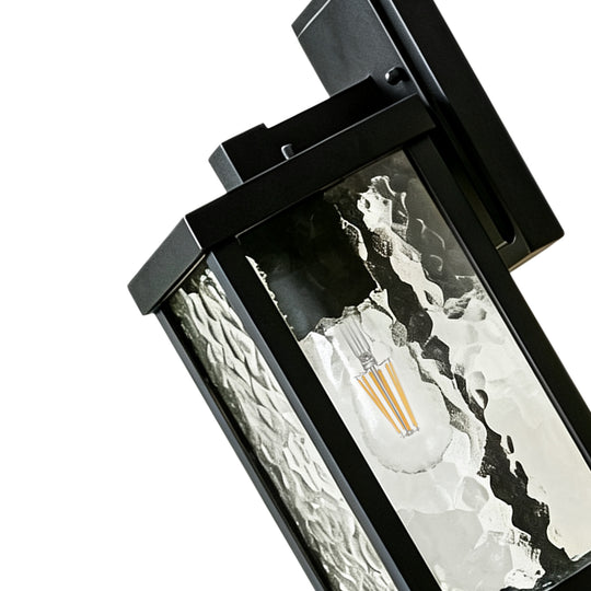 Classical 1-Light Lantern Rippled Glass Outdoor Porch Wall Sconce