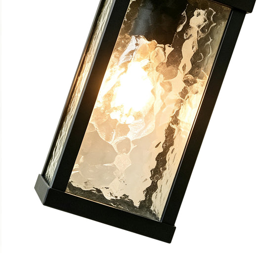 Classical 1-Light Lantern Rippled Glass Outdoor Porch Wall Sconce