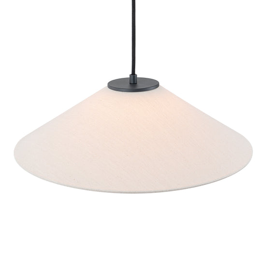 Contemporary 1-Light Fabric Conical Linen White Pendant
