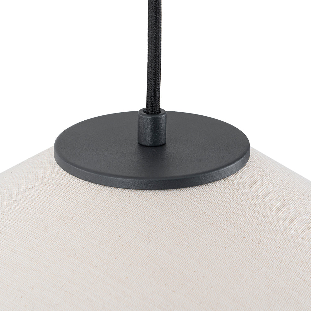 Contemporary 1-Light Fabric Conical Linen White Pendant