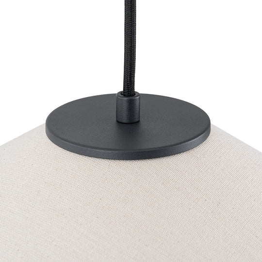 Contemporary 1-Light Fabric Conical Linen White Pendant