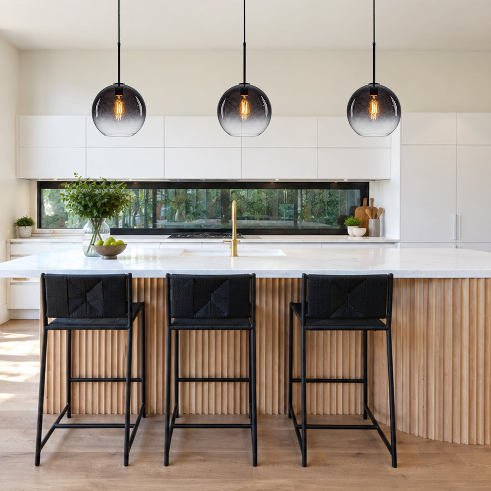 Contemporary 1-Light Gradient Color Glass Globe Pendant Light