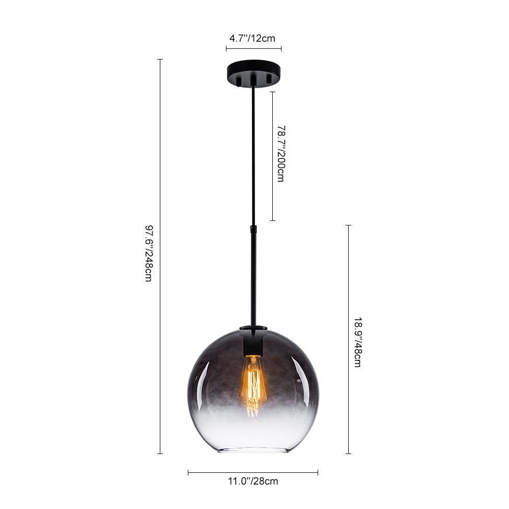 Contemporary 1-Light Gradient Color Glass Globe Pendant Light