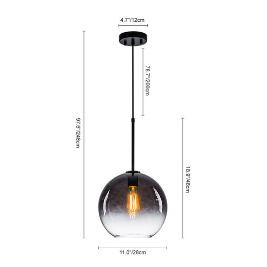 Contemporary 1-Light Gradient Color Glass Globe Pendant Light