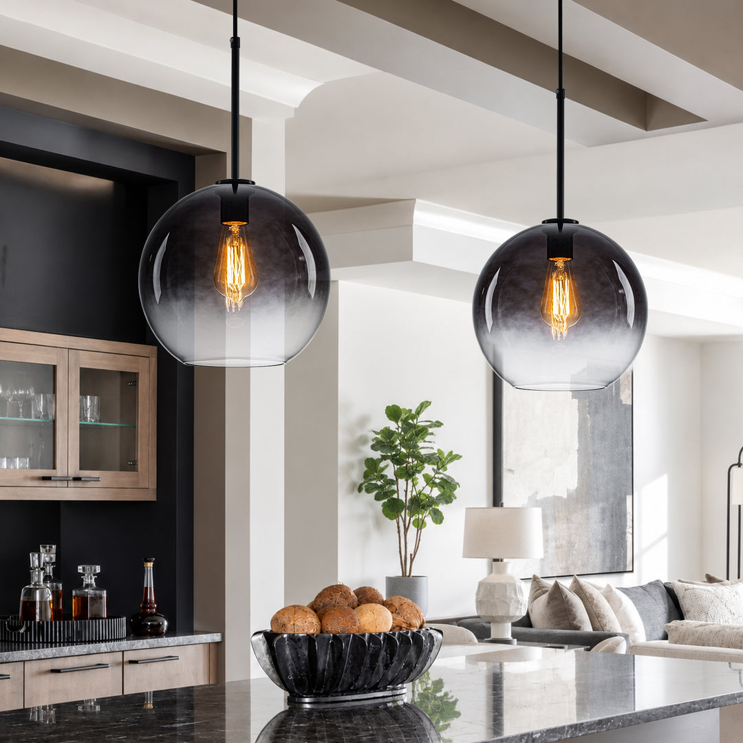 Contemporary 1-Light Gradient Color Glass Globe Pendant Light
