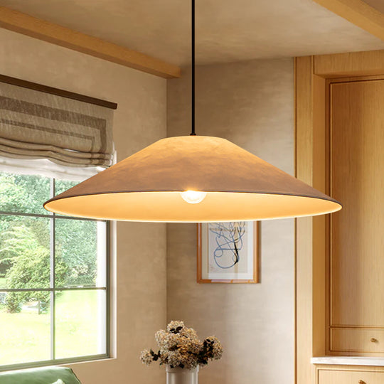 Contemporary 1-Light White Paper Cone Pendant Light