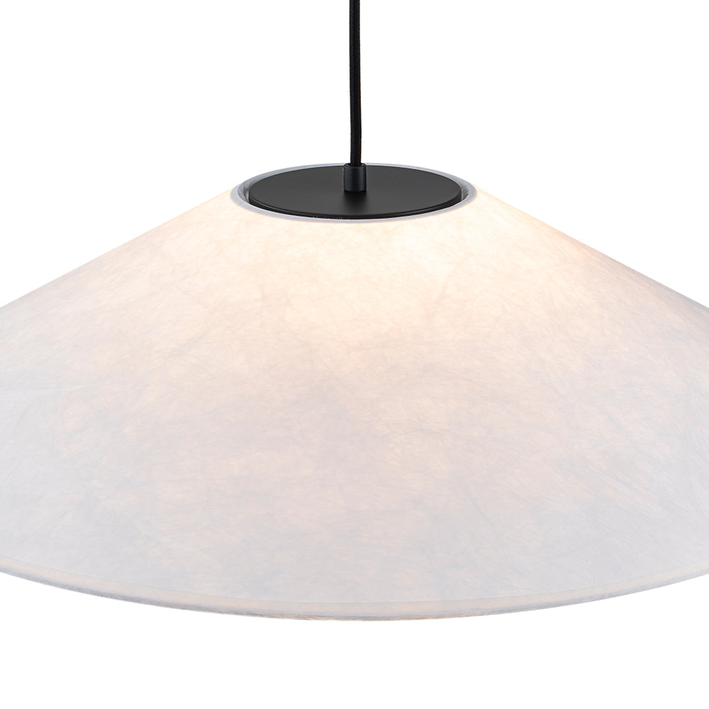 Contemporary 1-Light White Paper Cone Pendant Light