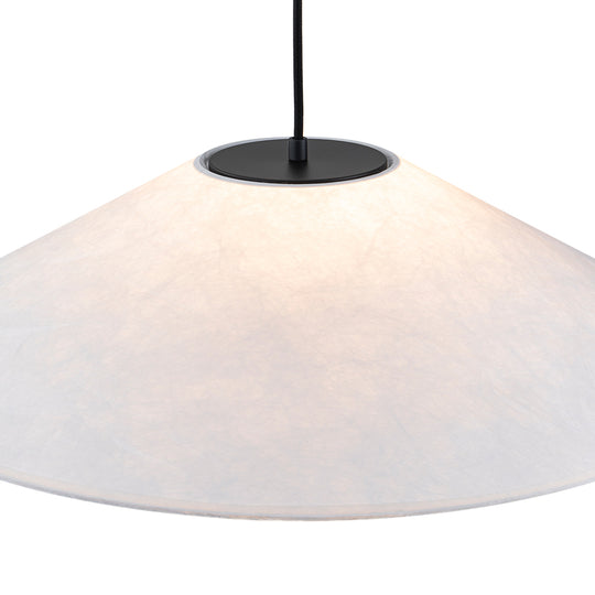 Contemporary 1-Light White Paper Cone Pendant Light