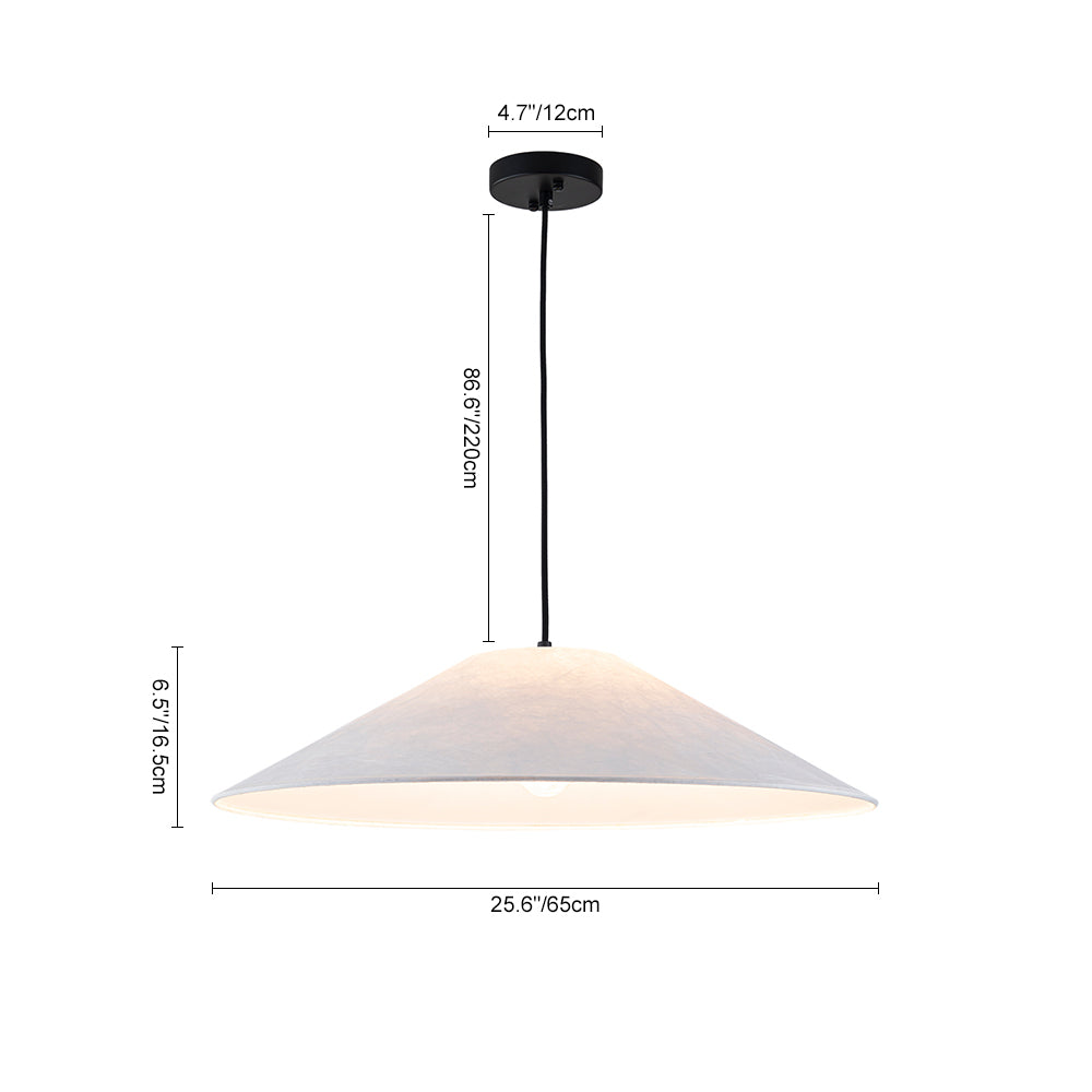 Contemporary 1-Light White Paper Cone Pendant Light