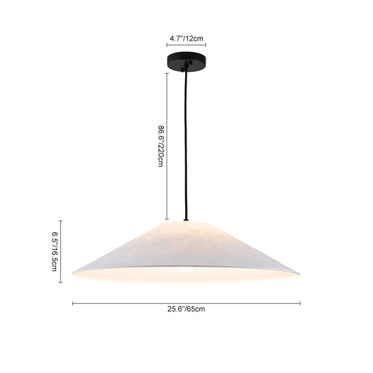 Contemporary 1-Light White Paper Cone Pendant Light