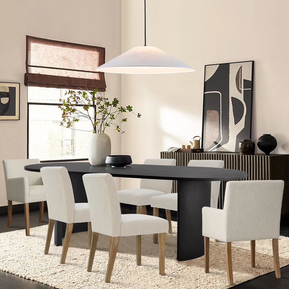 Contemporary 1-Light White Paper Cone Pendant Light