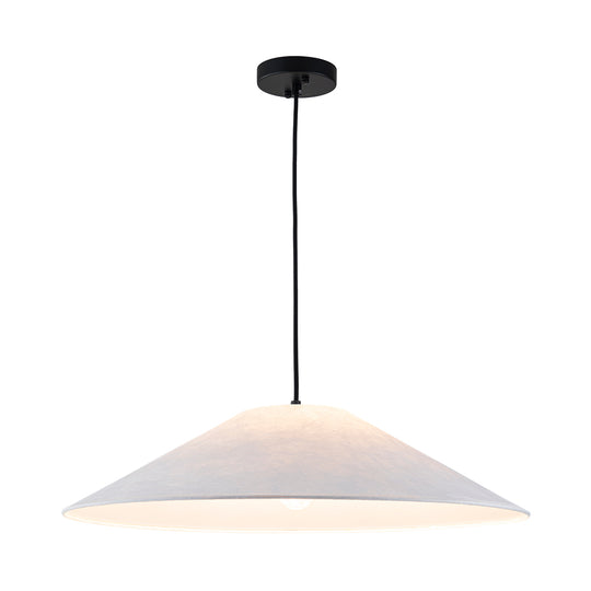 Contemporary 1-Light White Paper Cone Pendant Light