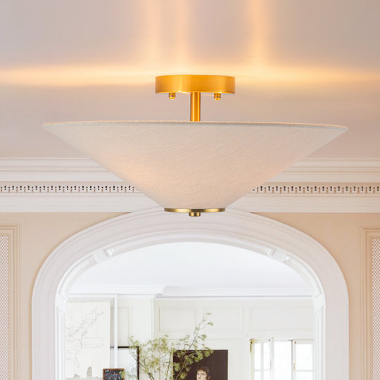 Contemporary 3-Light Linen Fabric Cone Ceiling Light