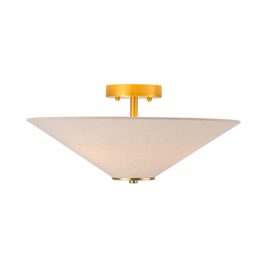 Contemporary 3-Light Linen Fabric Cone Ceiling Light