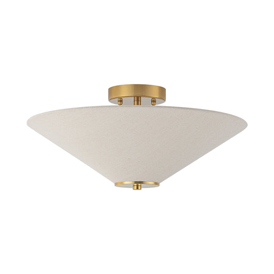 Contemporary 3-Light Linen Fabric Cone Ceiling Light