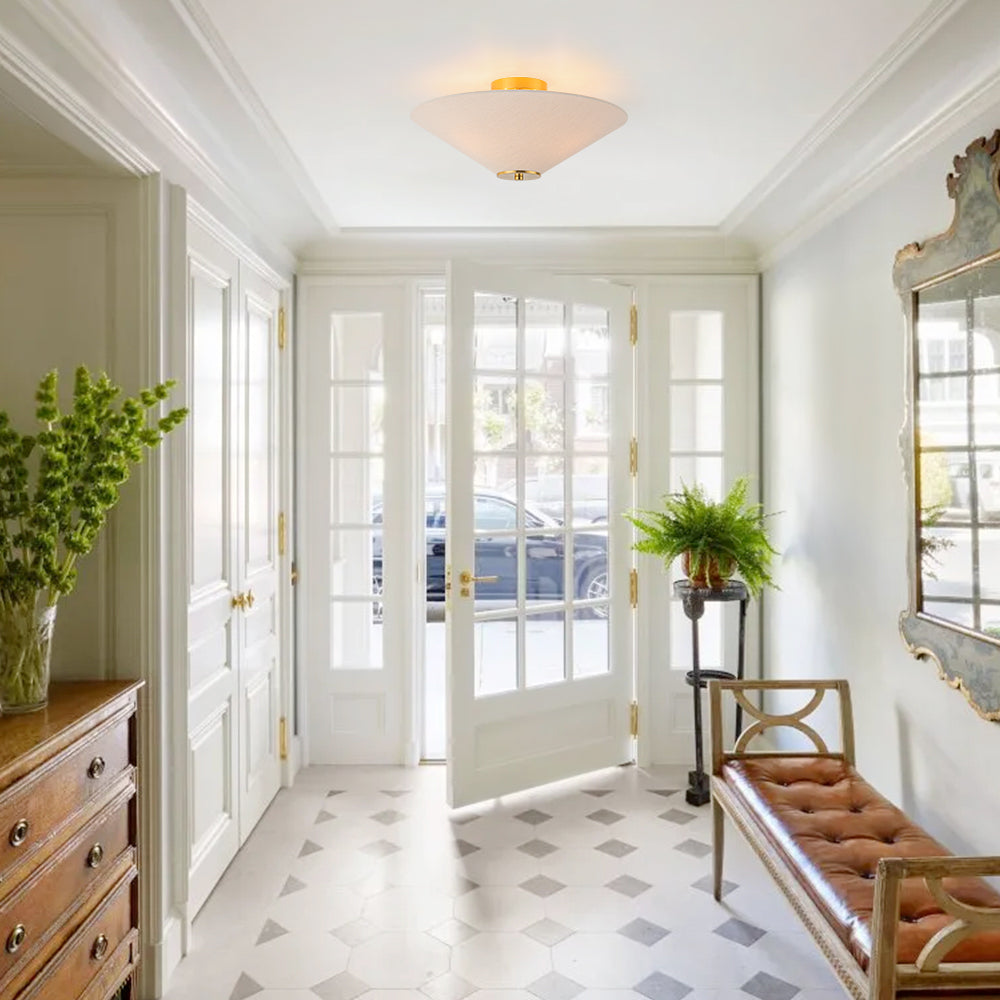 Contemporary 3-Light Linen Fabric Cone Ceiling Light