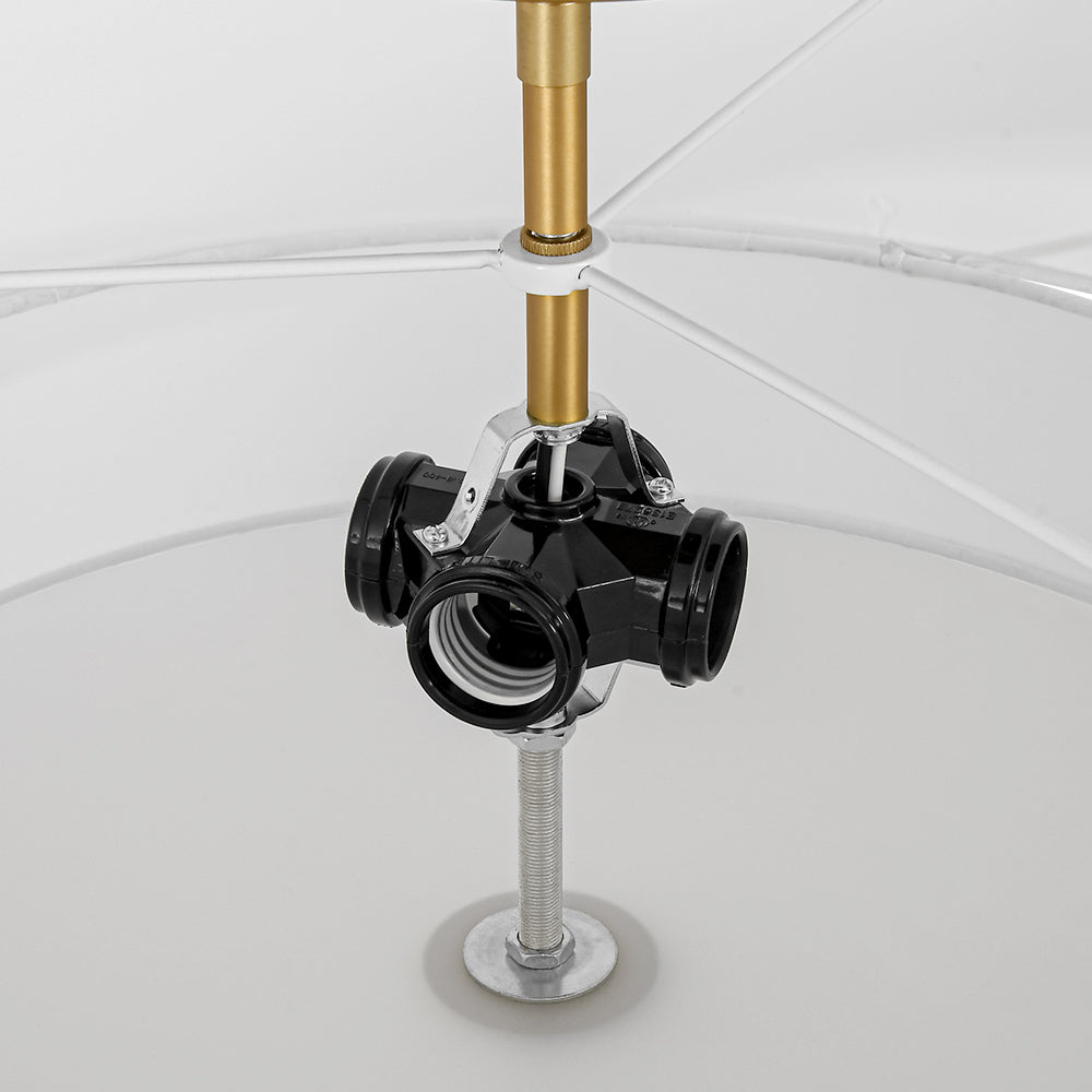 Contemporary 4-Light Tiered Fabric Linen Drum Semi Ceiling Light