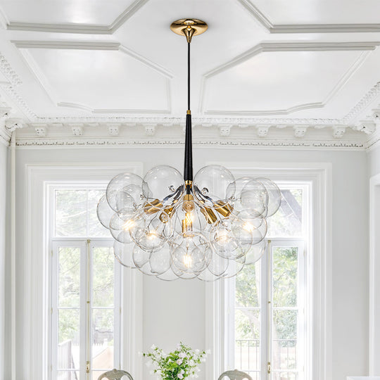 Contemporary Clear Glass Bubble Chandelier