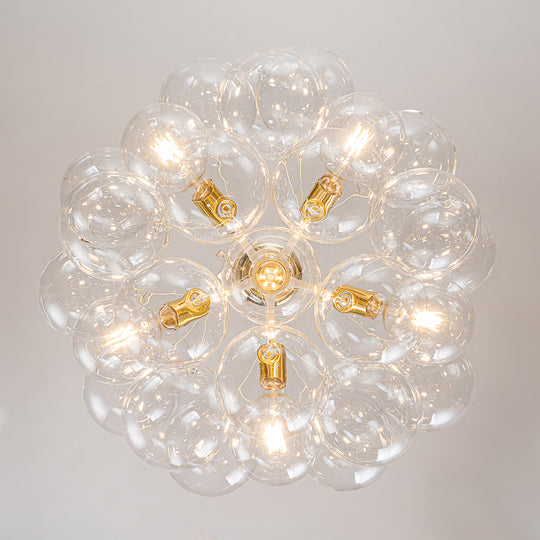 Contemporary Clear Glass Bubble Chandelier