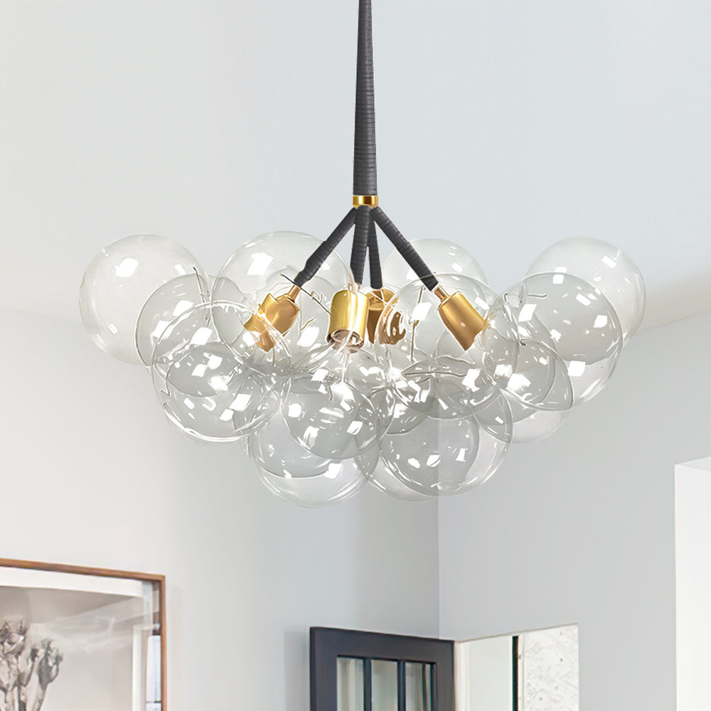 Contemporary Clear Glass Bubble Chandelier